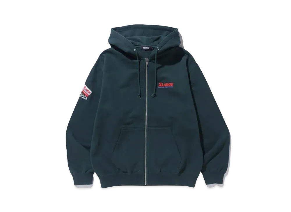 XLARGE BAY AREA ZIP UP HOODED SWEATSHIRT "GREEN"