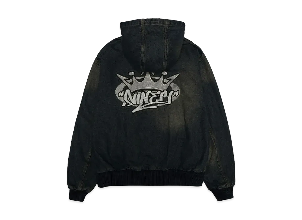9090 King Logo Vintage Denim Hoodie 