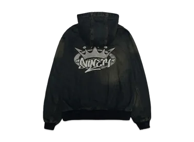 9090 King Logo Vintage Denim Hoodie "Indigo Yellow"