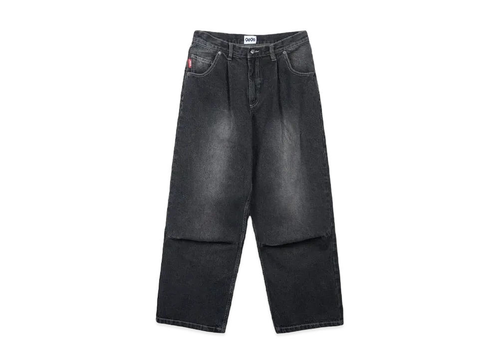 9090 King Logo Buggy Denim Pants "Black Yellow"