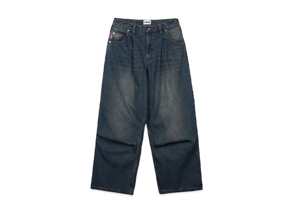 9090 King Logo Buggy Denim Pants "Indigo Yellow"