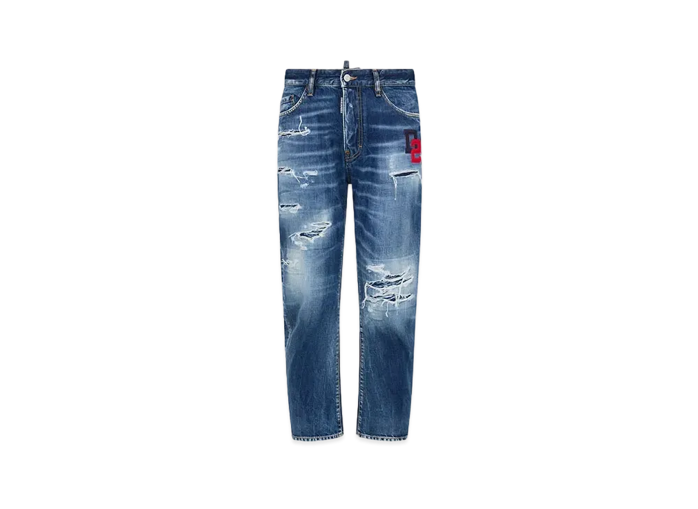 Dsquared2 Dark Ripped Wash Bro Jeans "Navy"