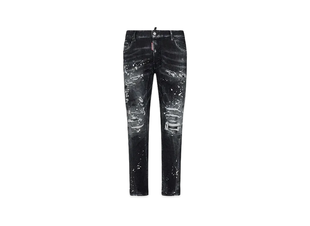 Dsquared2 Black Diamond & Studs Wash Tidy Biker Jeans "Black"