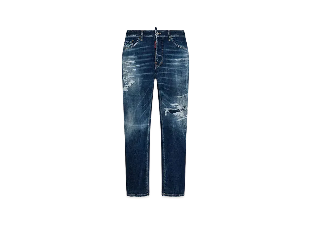 Dsquared2 Dark Ripped Cast Wash Bro Jeans "Navy"