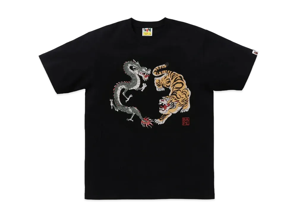 A BATHING APE Tiger And Dragon Tee "Black"