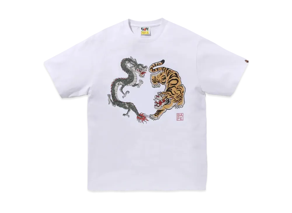 A BATHING APE Tiger And Dragon Tee "White"