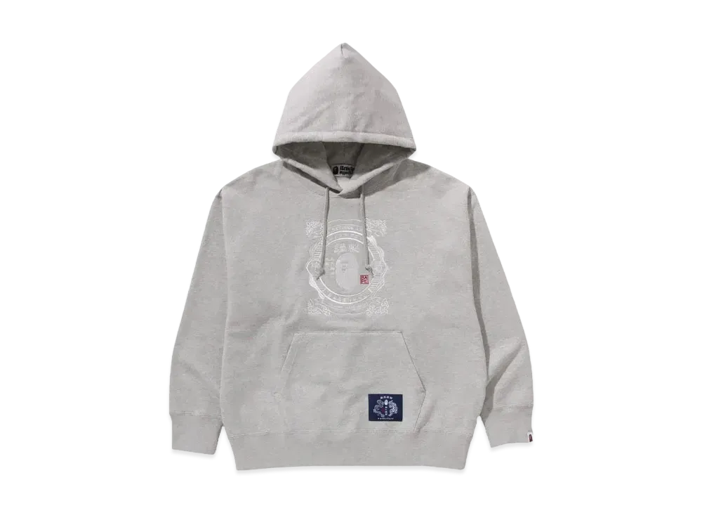 A BATHING APE Japanese Label Design Relaxed Fit Pullover Hoodie "Ivory"