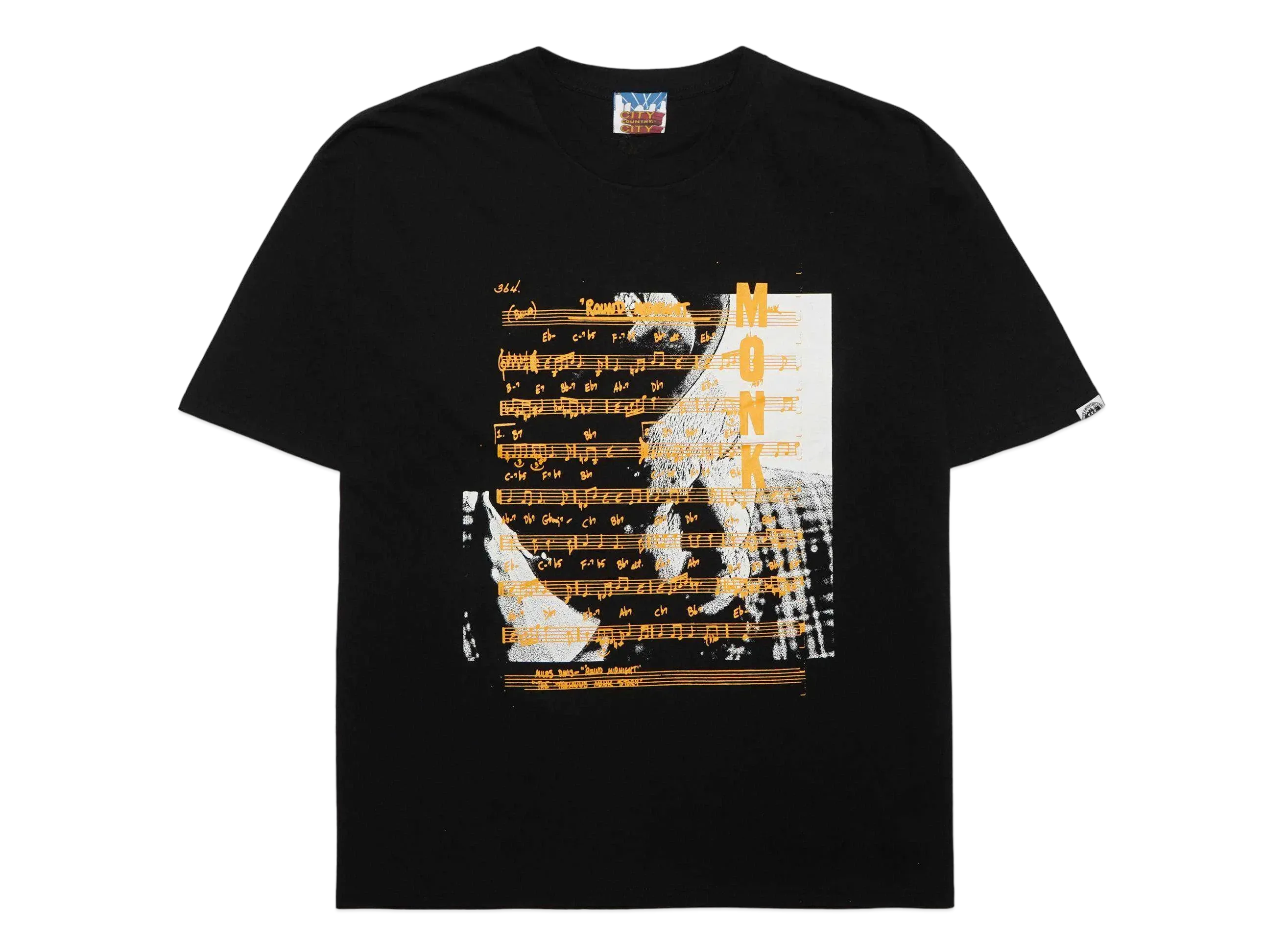CITY COUNTRY CITY COTTON T-SHIRT THELONIUS MONK'ROUND MIDNIGHT "BLACKxORANGE"