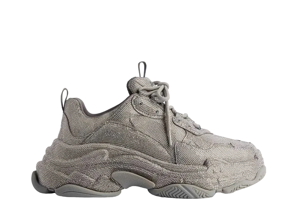 【BALENCIAGA】トリプルS ラインストーン スニーカー ホワイト の ウィメンズ Runner スニーカー ラインストーン付き