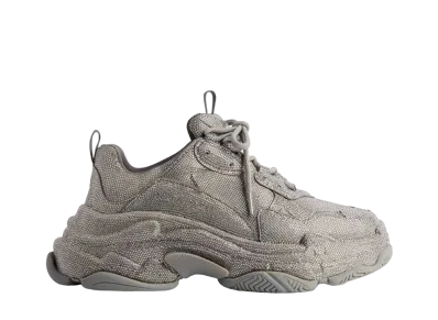 バレンシアガ ウィメンズ トリプルS スニーカー ラインストーン付き "ダークグレー"