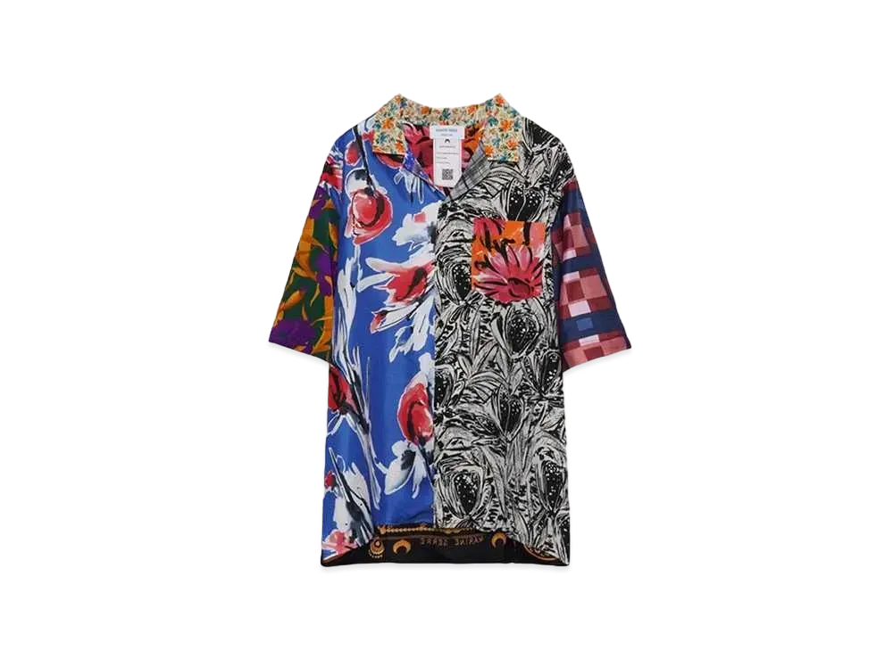 Marine Serre REGENERATED SILK SCARVES BOWLING SHIRT "MULTI"
