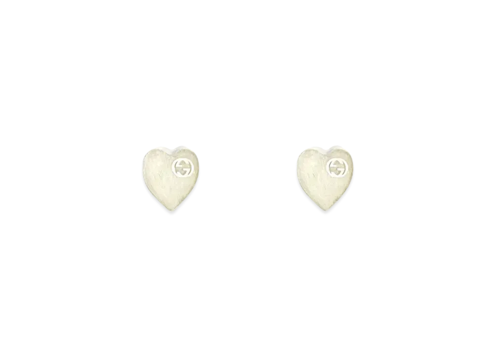 GUCCI Heart Earrings with Interlocking G "Mother of Pearl/Silver"