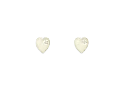 GUCCI Heart Earrings with Interlocking G "Mother of Pearl/Silver"