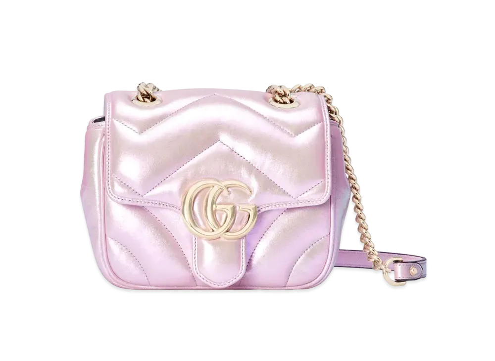GUCCI GG Marmont Mini Shoulder Bag "Pink Iridescent "