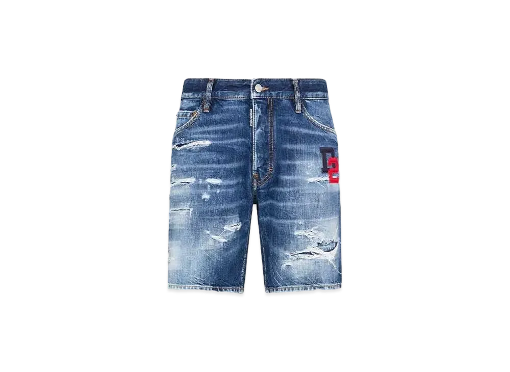 Dsquared2 Dark Ripped Wash Marine Shorts "Navy"