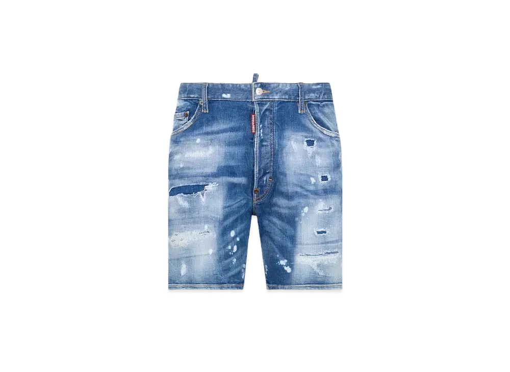 Dsquared2 Medium Mended Rips Wash Marine Shorts "Navy"
