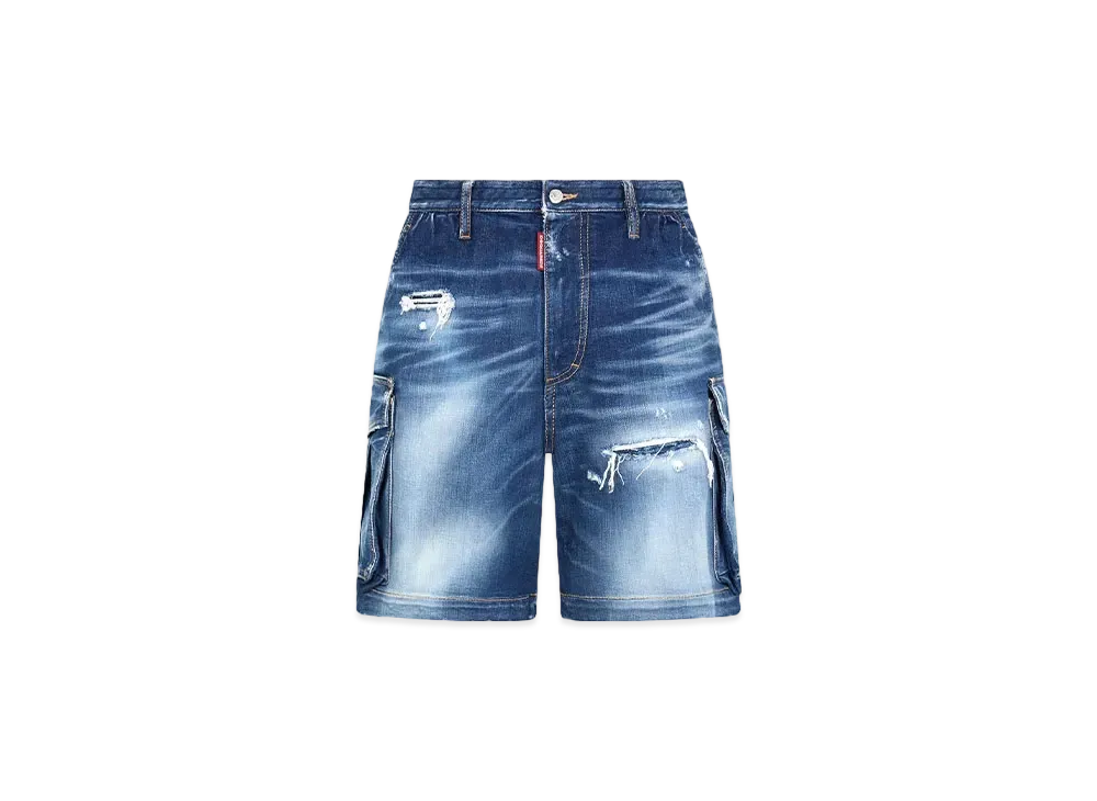 Dsquared2 Medium Ripped Knee Wash 64 Tag Shorts "Navy"