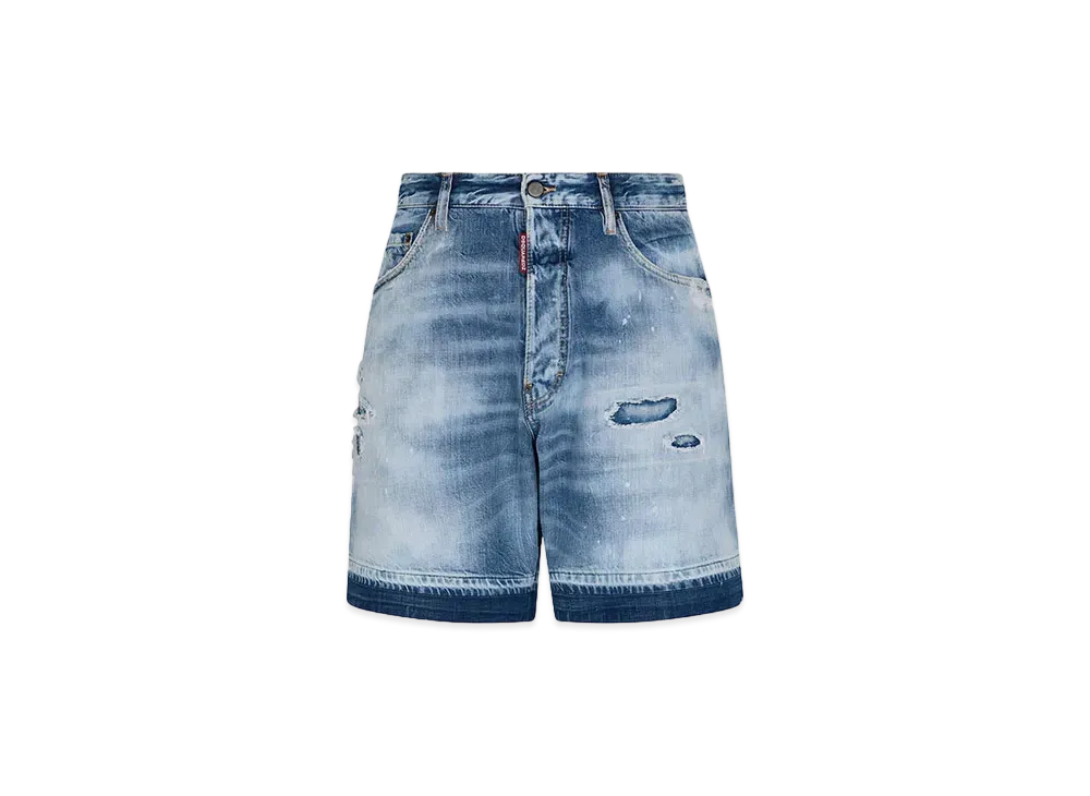 Dsquared2 Light Everglades Wash Boxer Denim Shorts "Navy"