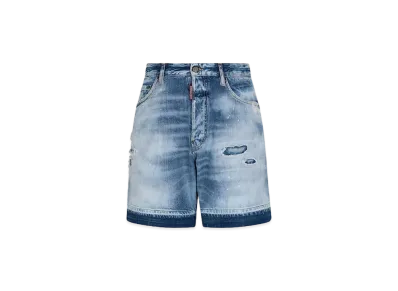 Dsquared2 Light Everglades Wash Boxer Denim Shorts "Navy"