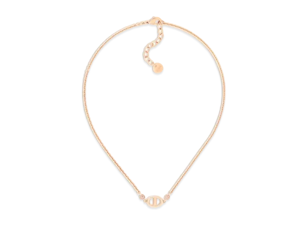 Dior CD Navy Necklace Metal and Crystals "Pink"