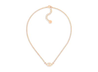 Dior CD Navy Necklace Metal and Crystals "Pink"