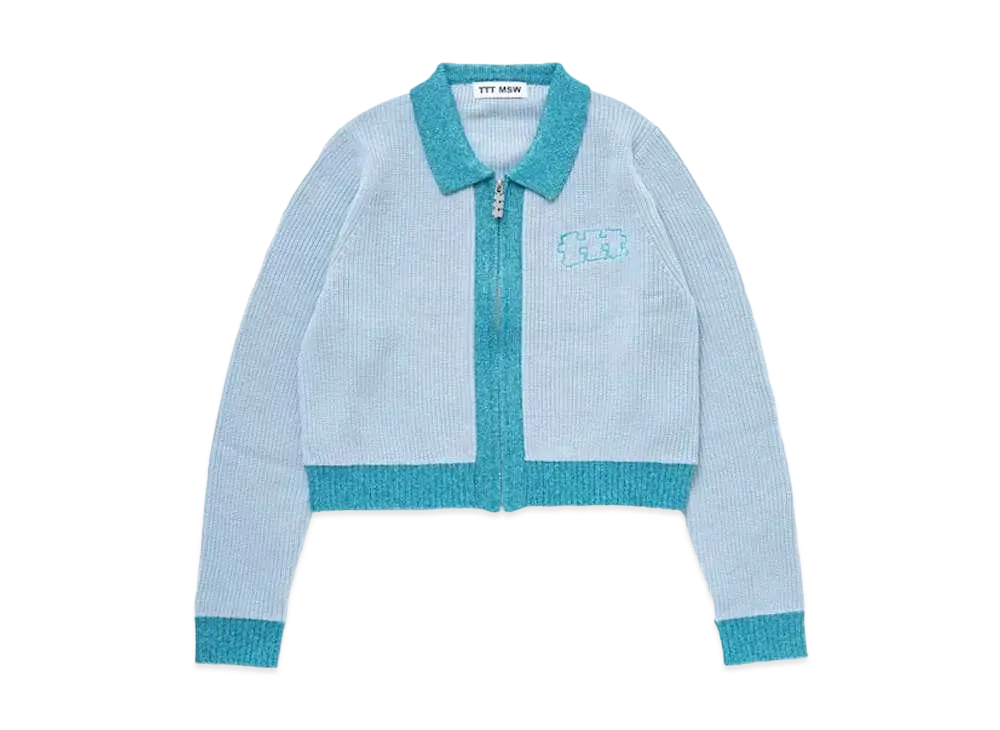TTT MSW Lame Zip Up Cardigan "Light Blue"