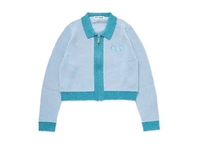 TTT MSW Lame Zip Up Cardigan "Light Blue"