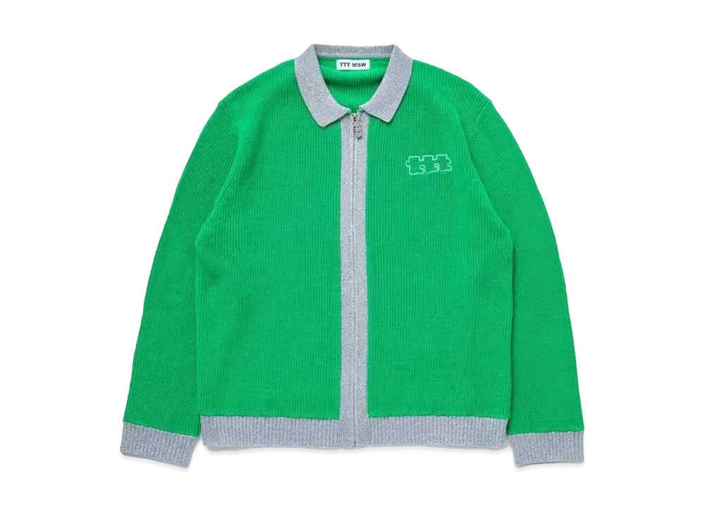 TTT MSW Lame Zip Up Cardigan "Light Green"