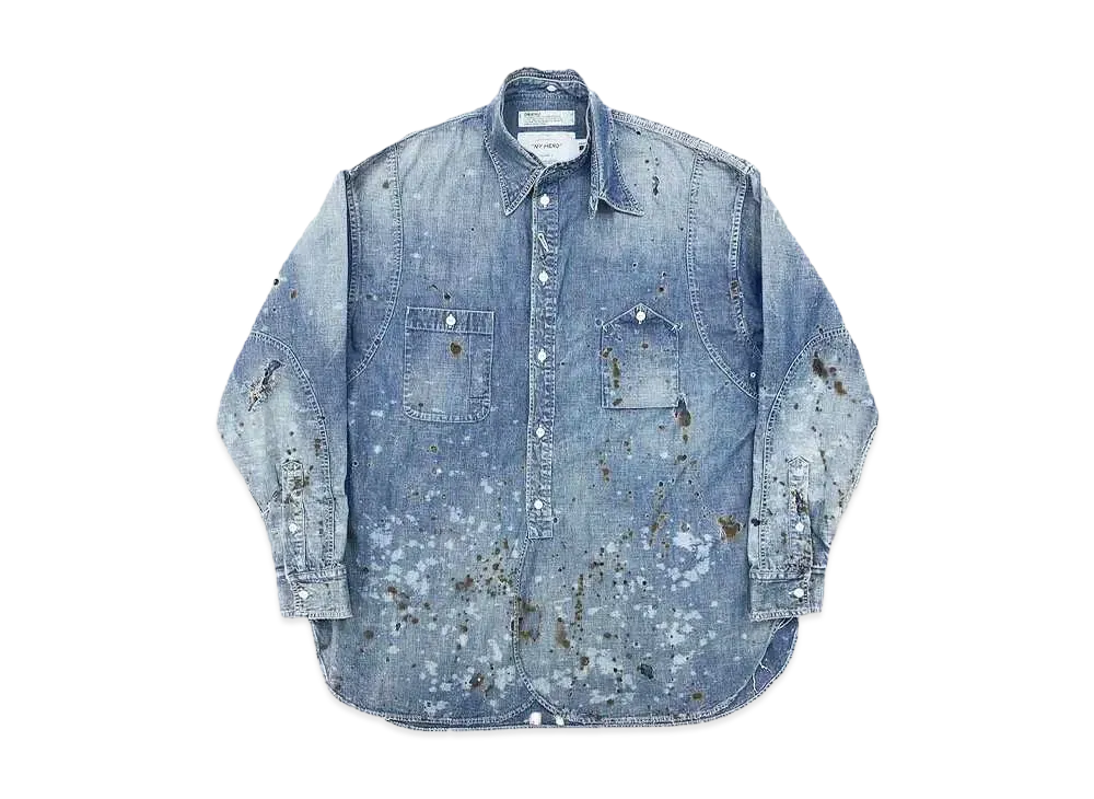 DAIRIKU Damage Denim Work Over Shirt "Indigo"