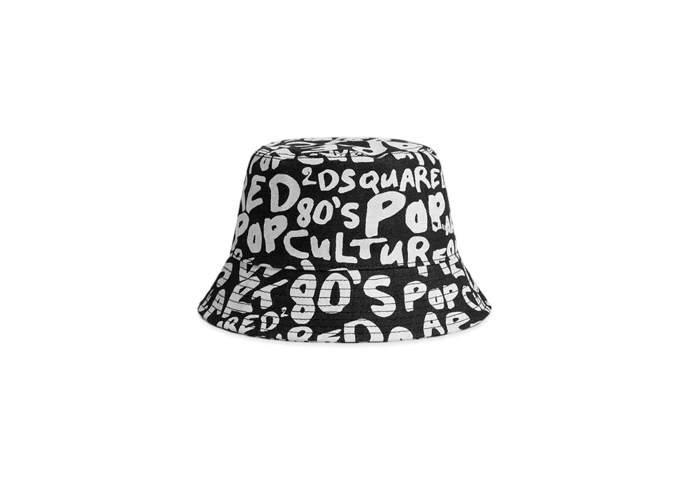 Dsquared2 D2 Pop 80'S Bucket Hat "Black/White"