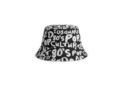 Dsquared2 D2 Pop 80'S Bucket Hat "Black/White"