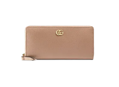 GUCCI Leather Zip Around Wallet "Beige"