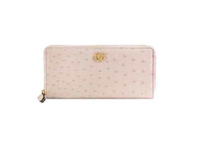 GUCCI Ostrich Zip Around Wallet "Light Pink Ostrich"