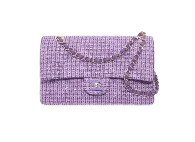 CHANEL Classic Handbag Tweed Enamel Sequins & Gold-Tone Metal "Purple/Silver"