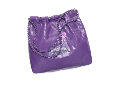 CHANEL 22 Handbag Shiny Calfskin & Rainbow Metal "Purple"