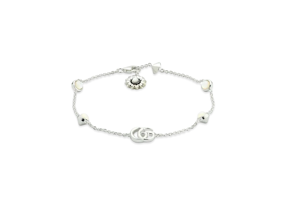 GUCCI GG Marmont Mother of Pearl Necklace "Silver"