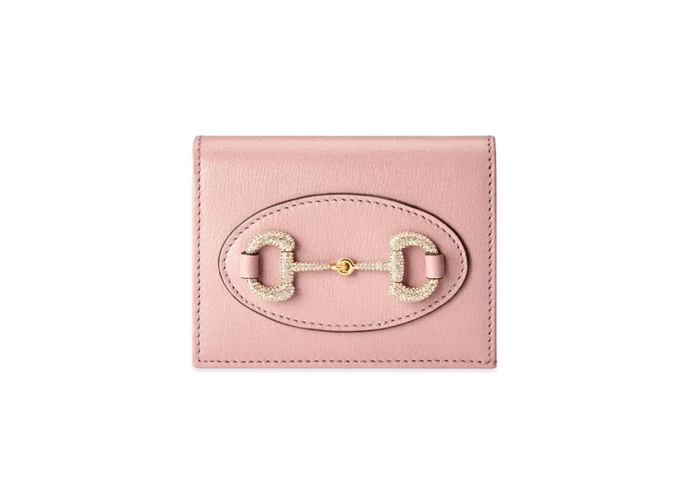 GUCCI Horsebit 1955 Card Case Wallet "Light Pink"