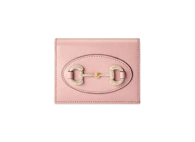 GUCCI Horsebit 1955 Card Case Wallet "Light Pink"