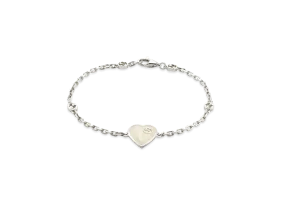GUCCI Heart Bracelet with Interlocking G "Mother of Pearl/Silver"
