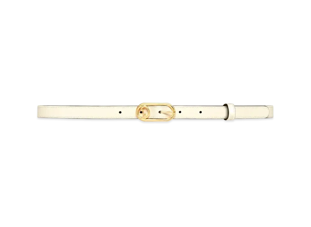 GUCCI Thin Belt with Round Interlocking G "White"