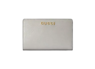 GUCCI Zip Around Wallet with Gucci Script "Light Grey"