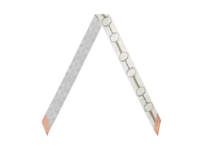 GUCCI Horsebit Print Silk Neck Bow "Light Grey/Pink"