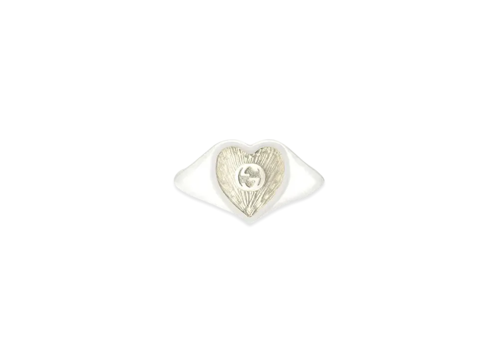 GUCCI GUCCI Heart Ring with Interlocking G "Mother of Pearl/Silver"