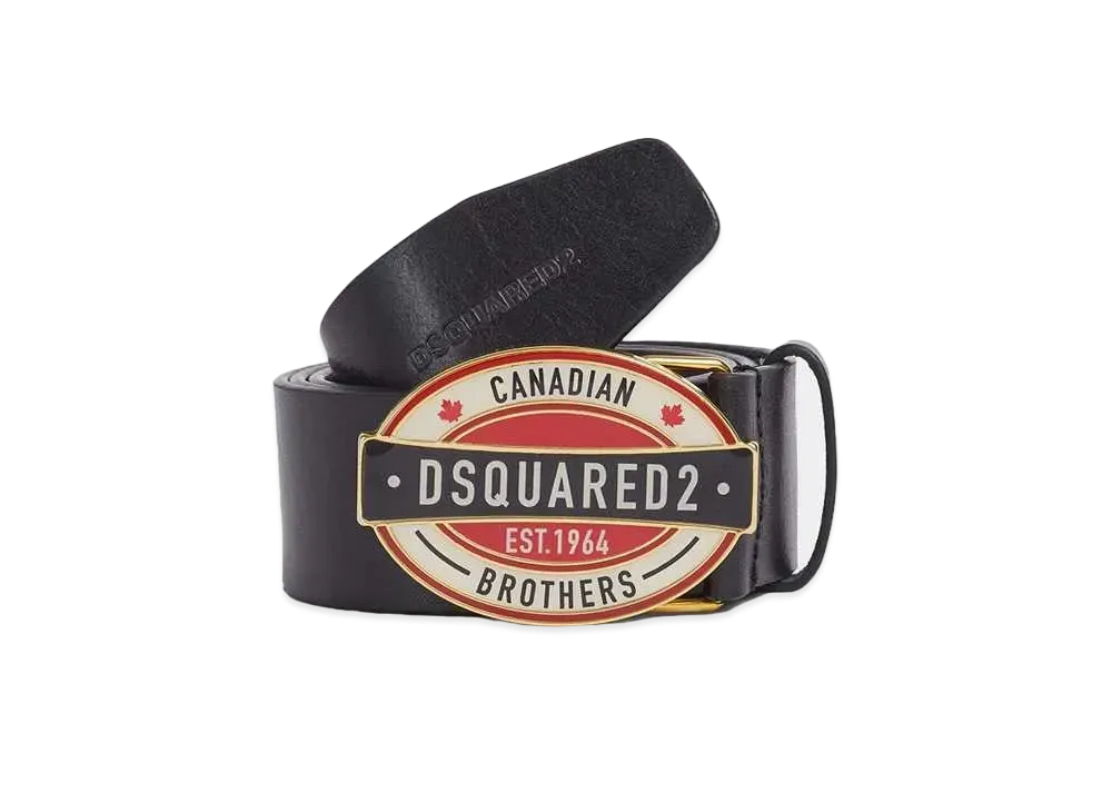 Dsquared2 D2 Canadian Brothers Plaque Belt "Black/Multicolor"