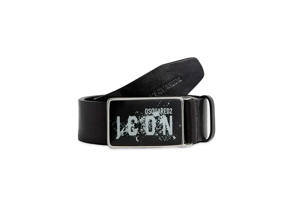 Dsquared2 Icon Splash Plaque Belt "Black"