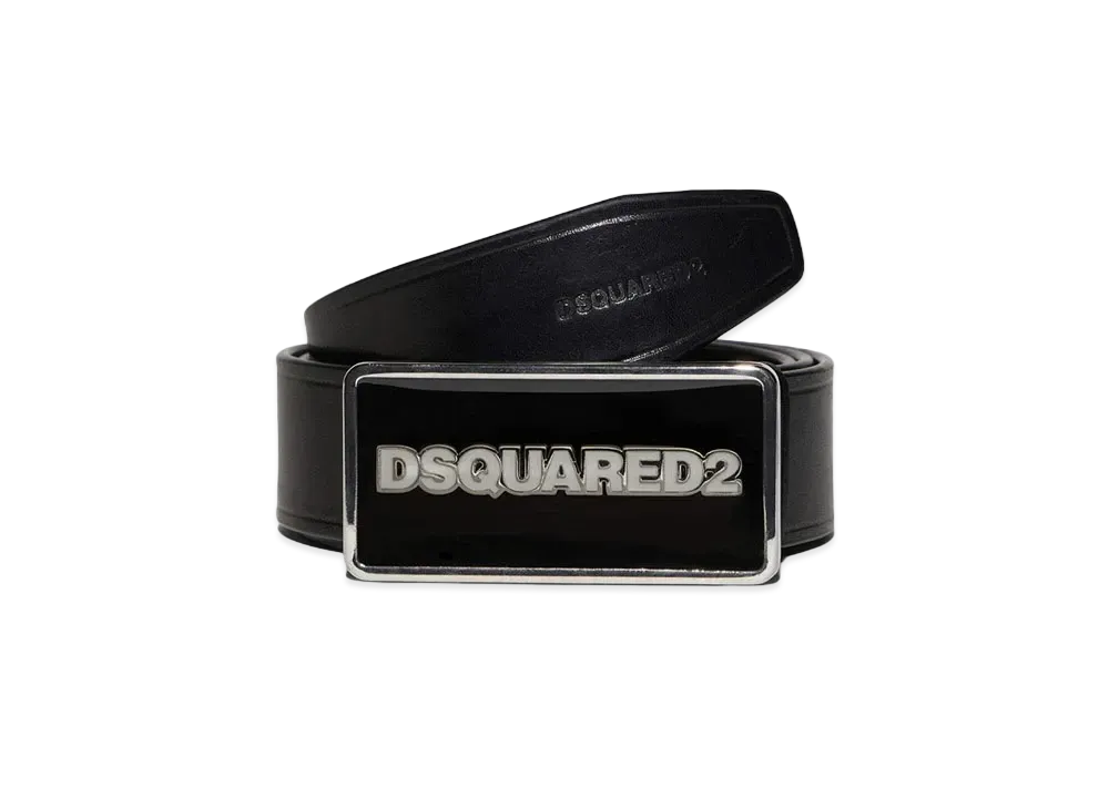 Dsquared2 Logo Plaque Belt "Black/White"