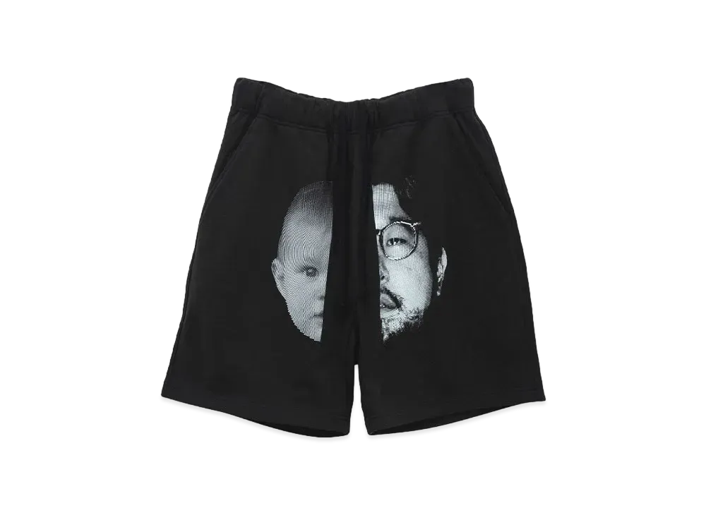 NISHIMOTO IS THE MOUTH 2 FACE SWEAT SHORTS "BLACK"