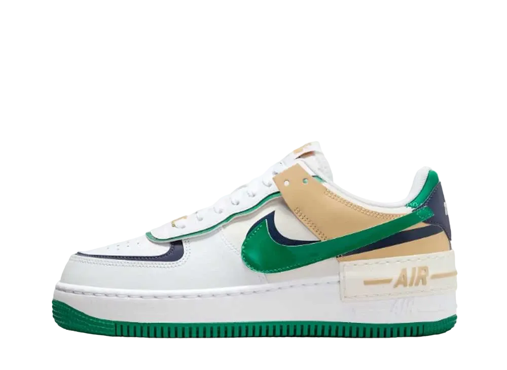 Nike Women's Air Force 1 Shadow "White/Midnight Navy/Malachite/Sesame"