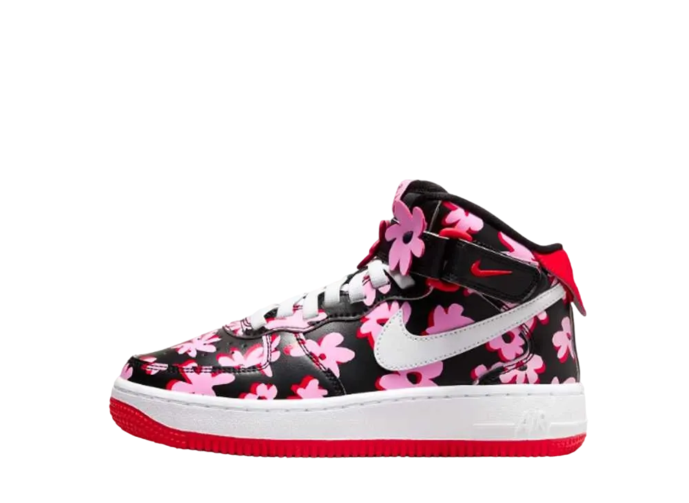 Nike GS Air Force 1 Mid EasyOn SE "Black/Pink Rise/Picante Red/White"