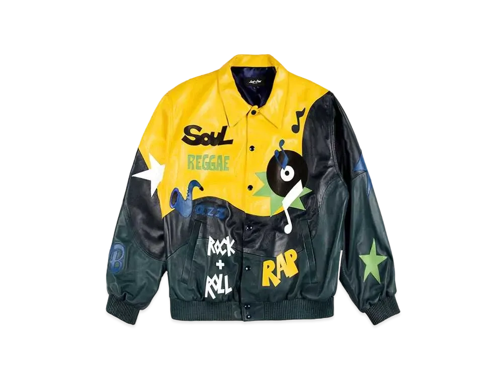 Just Don Sounds Leather Jacket "Black/Yellow"